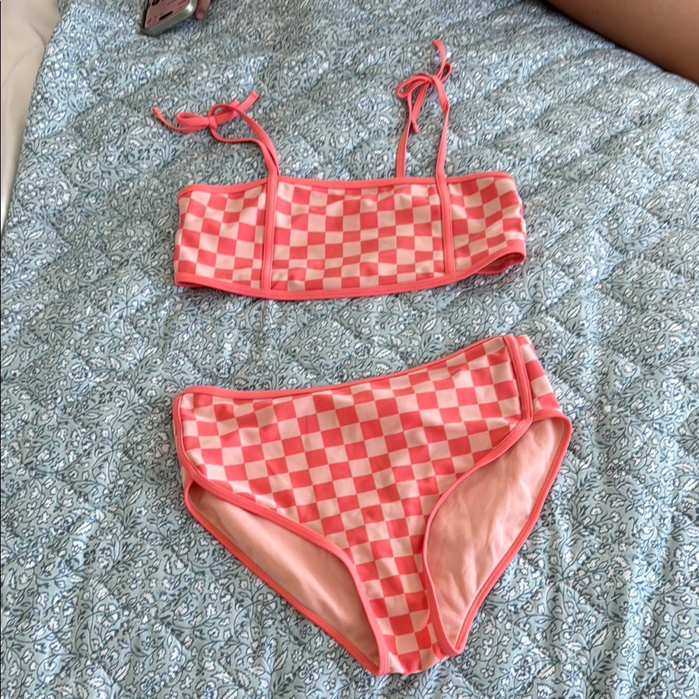 Cat & Jack Pink and White Checkered Bikini